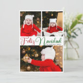 Feliz Navidad 3 Foto Schattige Spaans Kerstmis Feestdagenkaart (Staand voorkant)