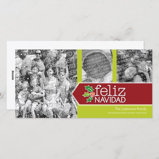 Feliz Navidad - 3 fotocollage Feestdagenkaart (Voorkant / Achterkant)