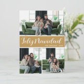 Feliz Navidad 4 Foto Plat Kerstkaart (Staand voorkant)