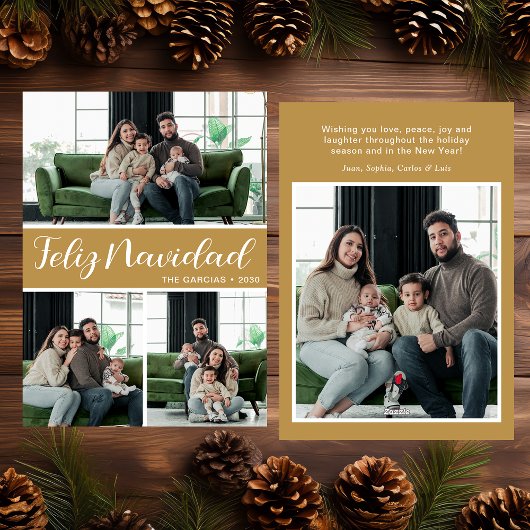 Feliz Navidad 4 Foto Plat Kerstkaart