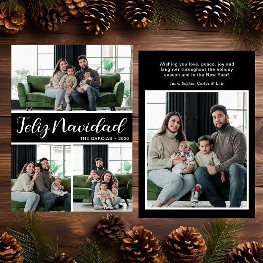Feliz Navidad 4 Foto Plat Kerstkaart