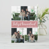 Feliz Navidad 4 Photo Flat Holiday Card Feestdagenkaart (Staand voorkant)