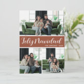 Feliz Navidad 4 Photo Flat Holiday Card Feestdagenkaart (Staand voorkant)