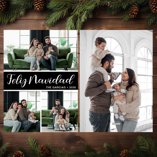 Feliz Navidad 4 Photo Flat Holiday Card Feestdagenkaart