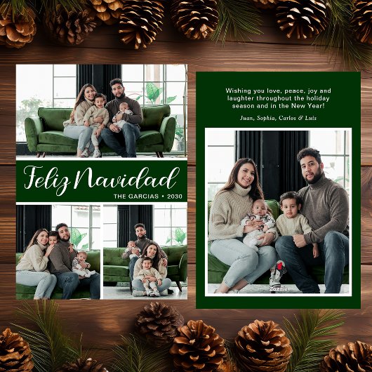 Feliz Navidad 4 Photo Flat Holiday Card Feestdagenkaart