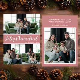 Feliz Navidad 4 Photo Flat Holiday Card Feestdagenkaart