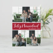 Feliz Navidad 4 Photo Flat Holiday Card Feestdagenkaart (Staand voorkant)