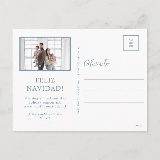Feliz Navidad 5 Foto Feestdagenkaart (Achterkant)