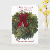 Feliz Navidad a mis Padres. Spaanse kerst Kaart (Gele Bloem)