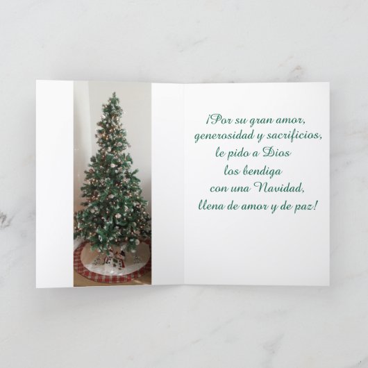 Feliz Navidad a mis Padres. Spaanse kerst Kaart (Binnen)