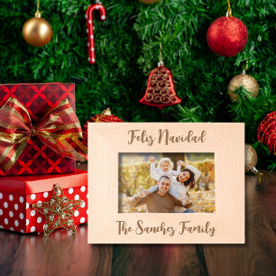 Feliz Navidad & Aangepaste familienaam Gegraveerde Lijstjes
