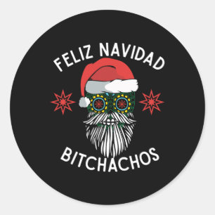 Feliz Navidad Achos Grappig Spaans Vrolijk Kerstfe Ronde Sticker
