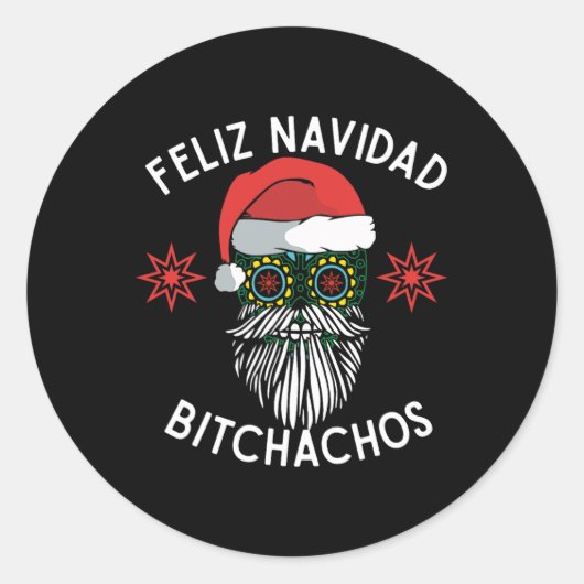 Feliz Navidad Achos Grappig Spaans Vrolijk Kerstfe Ronde Sticker (Voorkant)