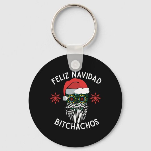Feliz Navidad Achos Grappig Spaans Vrolijk Kerstfe Sleutelhanger (Voorkant)