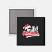 Feliz Navidad Achos Grappige Kerstman Spaanse Kers Magneet (Voorkant / Achterkant)