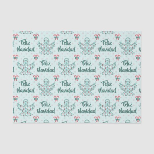 Feliz Navidad Angel Cutout Tissuepapier (Voorkant)