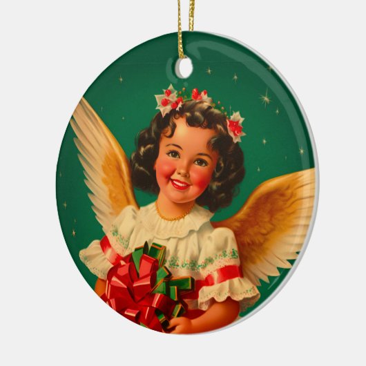 "Feliz Navidad" Angel Keramisch Ornament (Links)