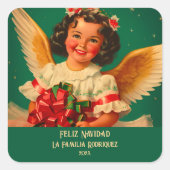 "Feliz Navidad" Angel Kerst sticker (Voorkant)