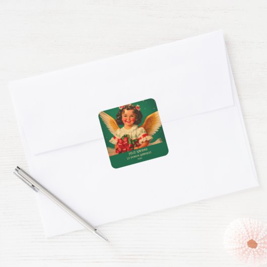"Feliz Navidad" Angel Kerst sticker (Envelop)