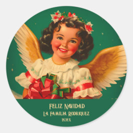 "Feliz Navidad" Angel Ronde Sticker