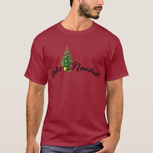 Feliz Navidad, arbol de navidad T-Shirt (Voorkant)
