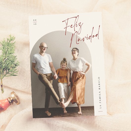 Feliz Navidad Arch Foto Kerstmis Feestdagenkaart