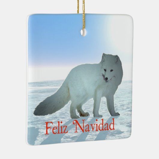 Feliz Navidad - Arctic Fox Keramisch Ornament (Rechts)