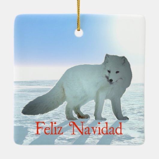 Feliz Navidad - Arctic Fox Keramisch Ornament (Achterkant)