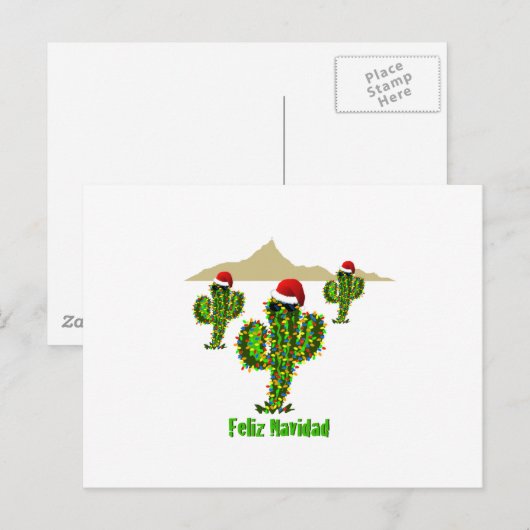 Feliz Navidad - Arizona Kerstmis Saguaro Lichten Feestdagenkaart (Voorkant / Achterkant)
