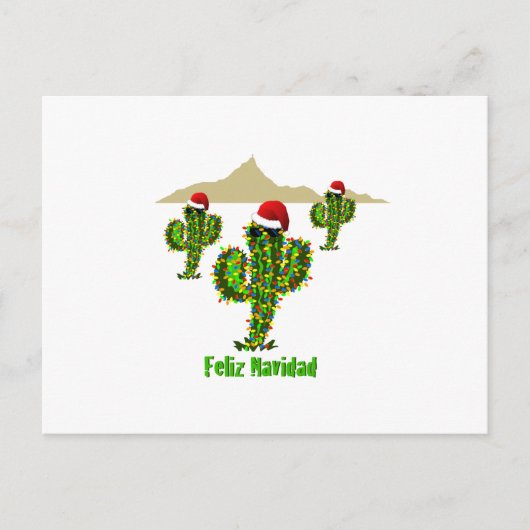 Feliz Navidad - Arizona Kerstmis Saguaro Lichten Feestdagenkaart (Voorkant)