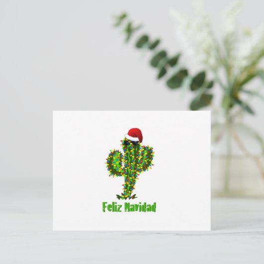 Feliz Navidad - Arizona Kerstmis Saguaro Lichten Feestdagenkaart (Staand voorkant)