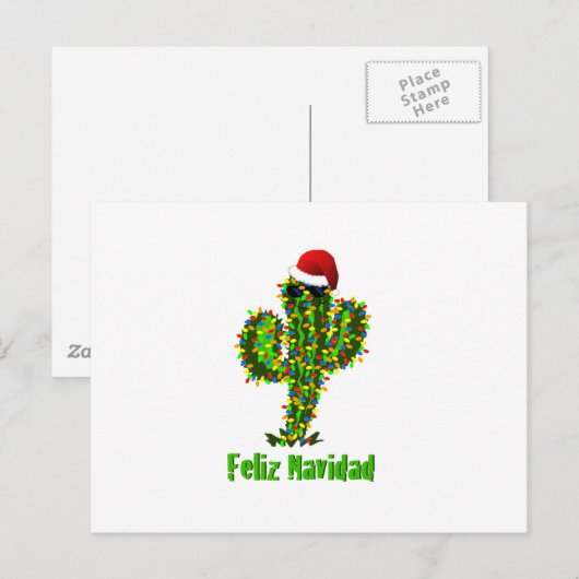 Feliz Navidad - Arizona Kerstmis Saguaro Lichten Feestdagenkaart (Voorkant / Achterkant)