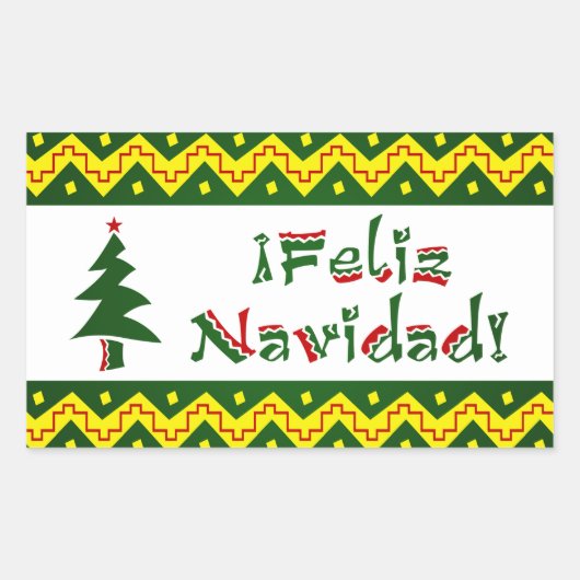 Feliz Navidad arriba Rechthoekige Sticker (Voorkant)