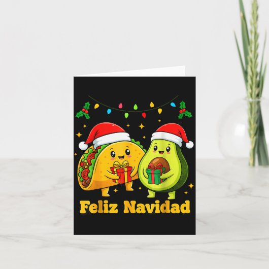 Feliz Navidad Avocado Tacos Mexican Xmas Family Ma Kaart (Voorkant)