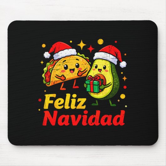 Feliz Navidad Avocado Tacos Mexican Xmas Family Ma Muismat (Voorkant)