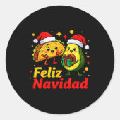 Feliz Navidad Avocado Tacos Mexican Xmas Family Ma Ronde Sticker (Voorkant)