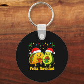 Feliz Navidad Avocado Tacos Mexican Xmas Family Ma Sleutelhanger (Voorkant)