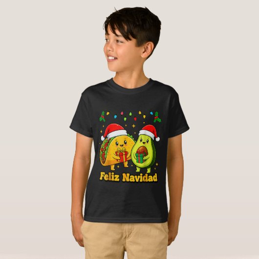 Feliz Navidad Avocado Tacos Mexican Xmas Family Ma T-shirt (Voorkant volledig)