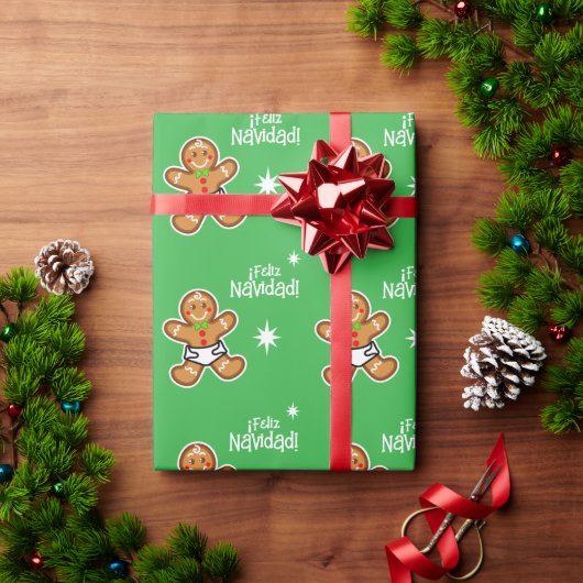 ¡Feliz Navidad! Baby Gingerbread op Green-Editable Cadeaupapier (Feestdagen Geschenken)