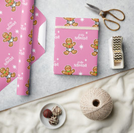 ¡Feliz Navidad! Baby Gingerbread op Pink-Editable Cadeaupapier