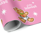 ¡Feliz Navidad! Baby Gingerbread op Pink-Editable Cadeaupapier (Rol Hoek)