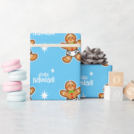 ¡Feliz Navidad! Baby peperkoek op lichtblauw Cadeaupapier