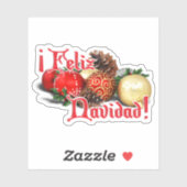 Feliz Navidad Baubles Ornamenten Kerstmis Sticker (Vel)