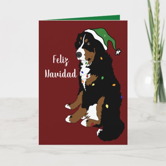 Feliz Navidad Bernese Mountain Dog Kaart (Voorkant)