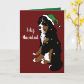Feliz Navidad Bernese Mountain Dog Kaart (Gele Bloem)