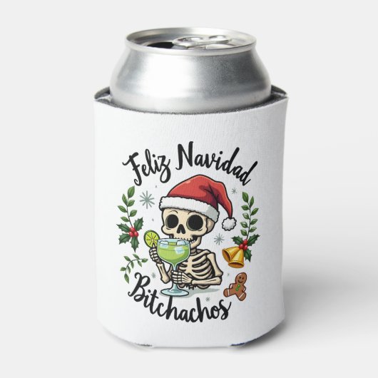 Feliz Navidad Bitchachos Funny Skull Spanish Merry Blikjeskoeler (Blikje Voorkant)