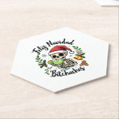 Feliz Navidad Bitchachos Funny Skull Spanish Merry Kartonnen Onderzetters (Schuin)