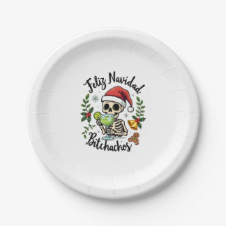 Feliz Navidad Bitchachos Funny Skull Spanish Merry Papieren Bordje