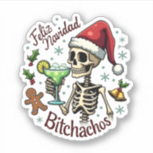 Feliz Navidad Bitchachos Funny Skull Spanish Merry Sticker (Voorkant)