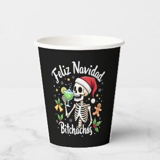 Feliz Navidad Bitchachos Grappige Schedel Spaanse  Papieren Bekers